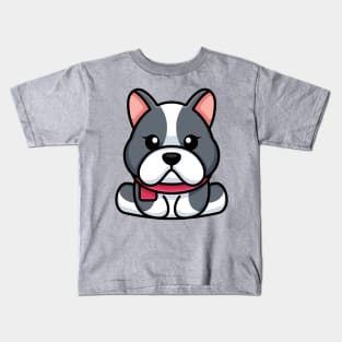 Cute baby bulldog sitting cartoon illustration Kids T-Shirt